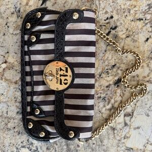 Henri Bendel Stripped Shoulder Bag with Gold Chain